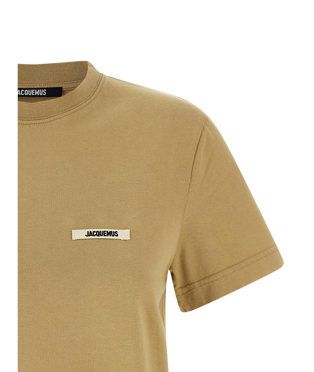 JACQUEMUS Бежевая хлопковая футболка, фото 3