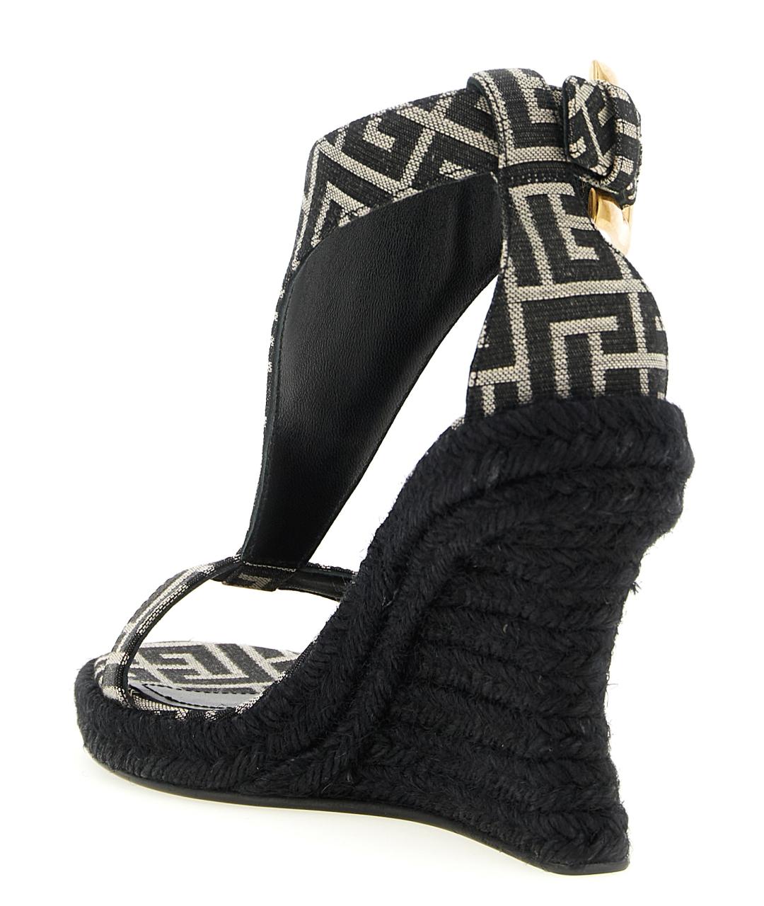 BALMAIN Черные текстильные босоножки, фото 3