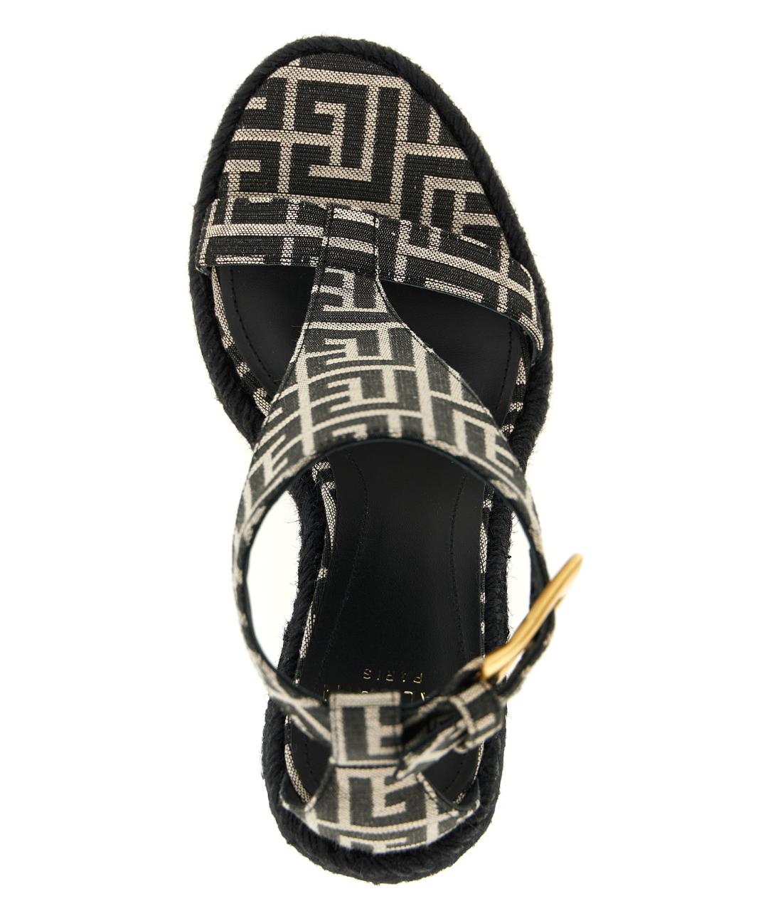 BALMAIN Черные текстильные босоножки, фото 4