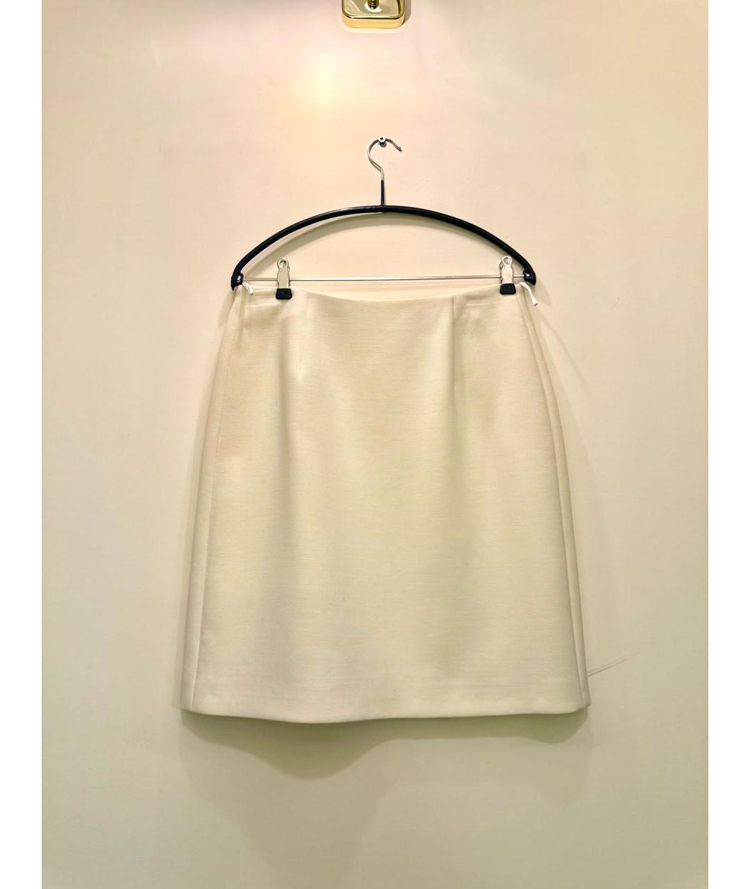 PRADA Белая шерстяная юбка мини, фото 2