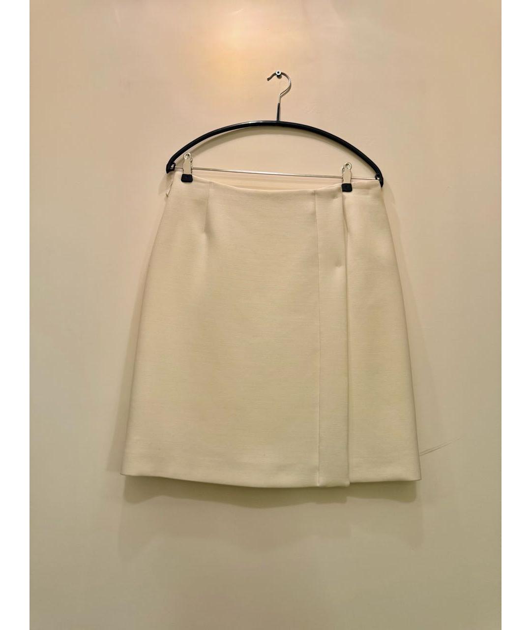 PRADA Белая шерстяная юбка мини, фото 5