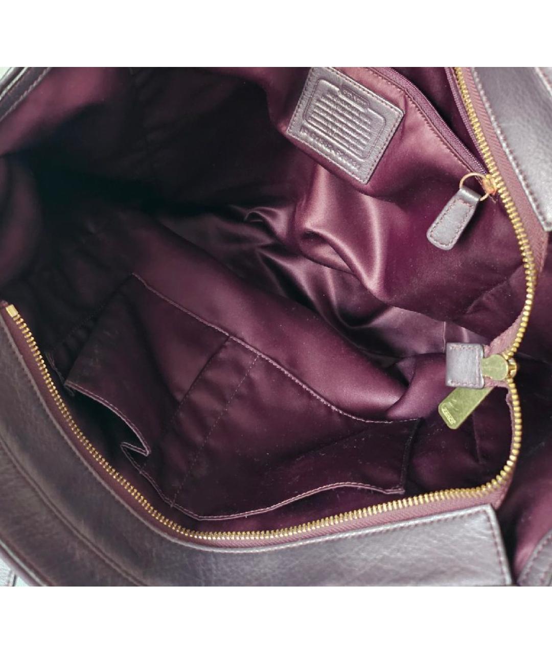 COACH Бордовая тканевая сумка с короткими ручками, фото 5