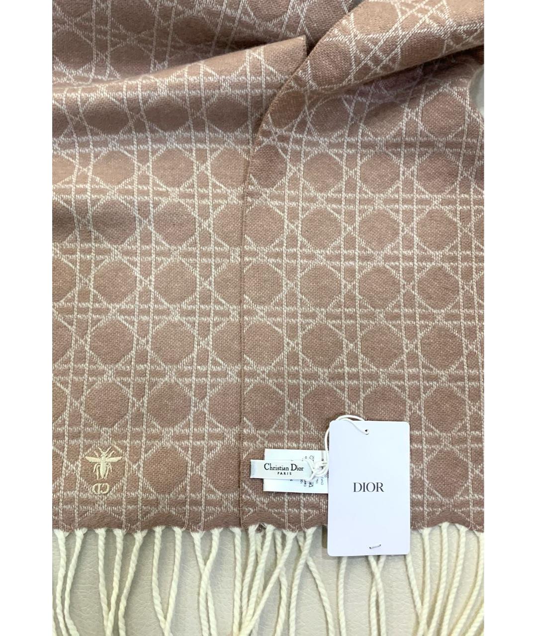 CHRISTIAN DIOR Бежевый кашемировый шарф, фото 4