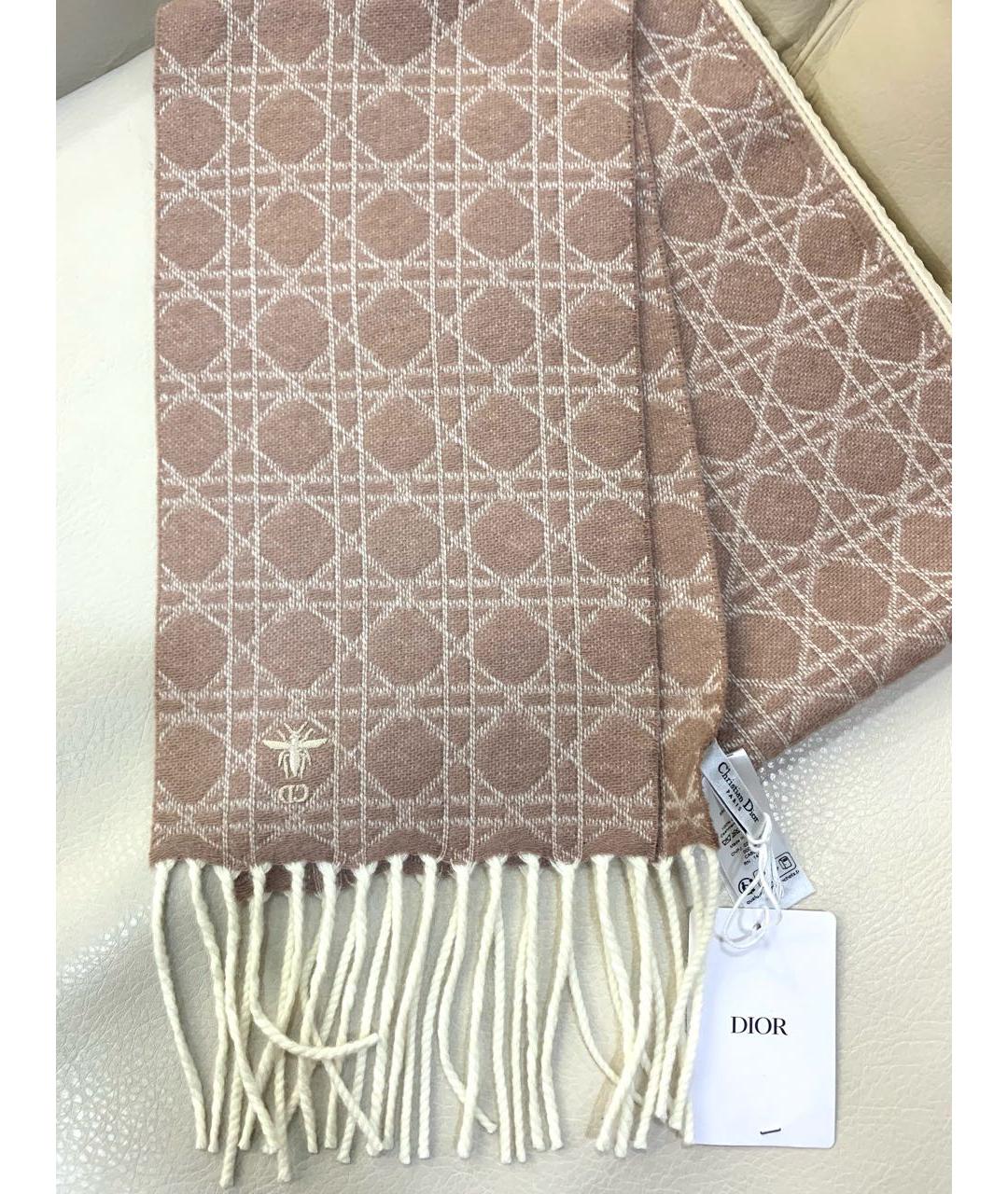 CHRISTIAN DIOR Бежевый кашемировый шарф, фото 5