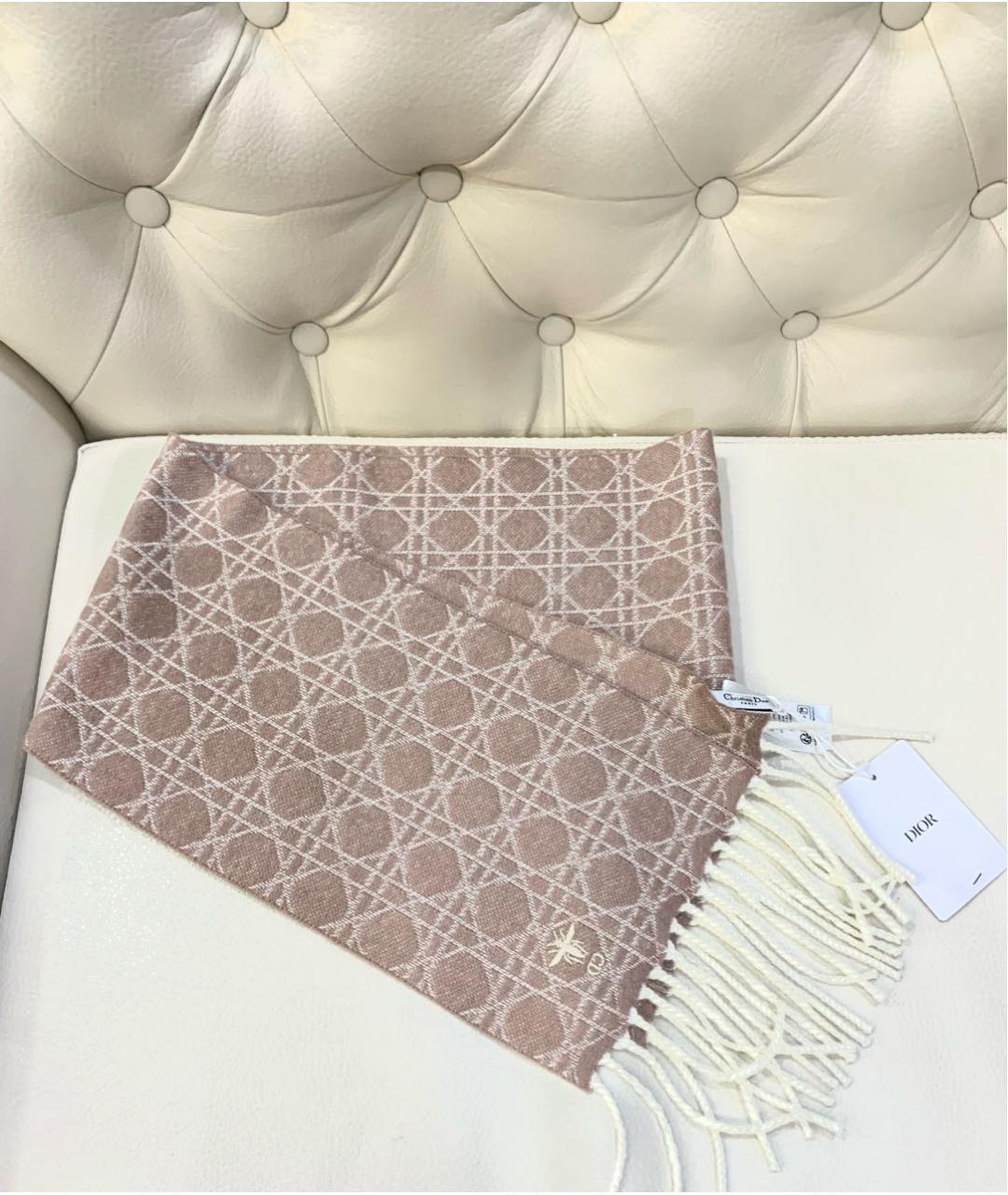 CHRISTIAN DIOR Бежевый кашемировый шарф, фото 2