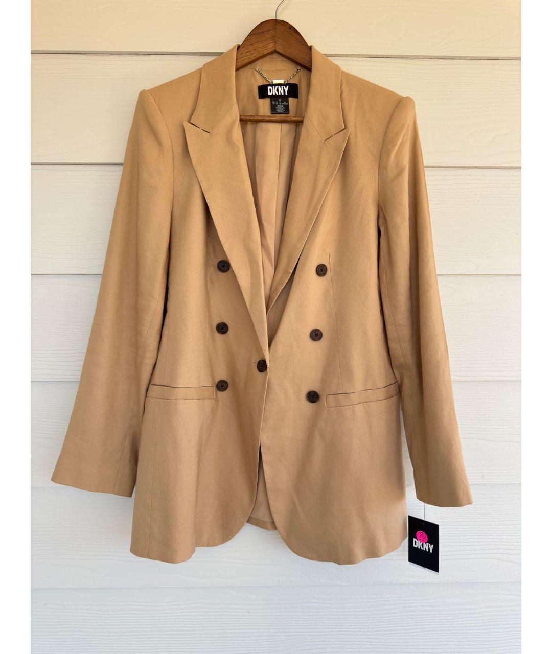 DKNY Бежевый льняной жакет/пиджак, фото 9