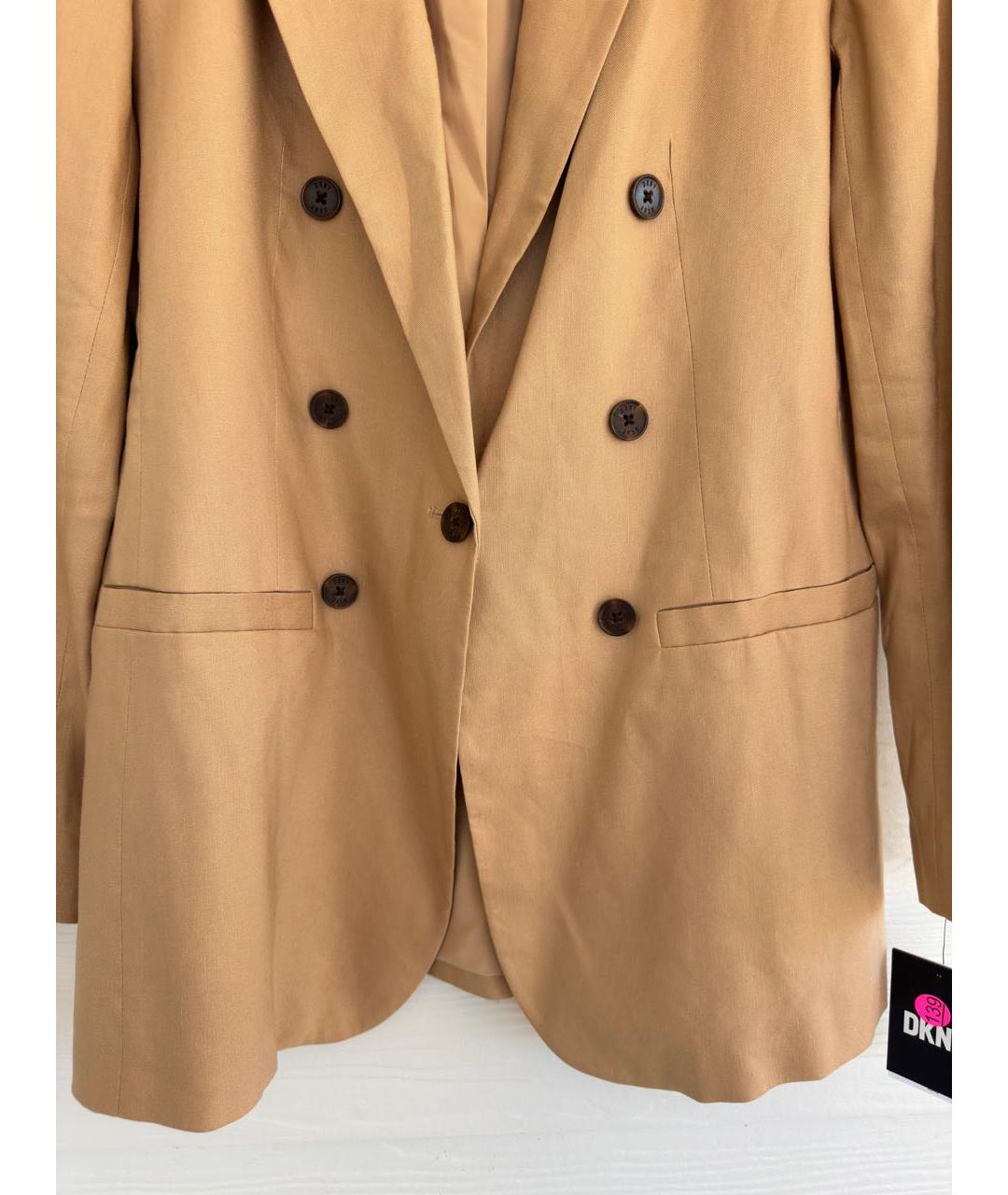 DKNY Бежевый льняной жакет/пиджак, фото 8