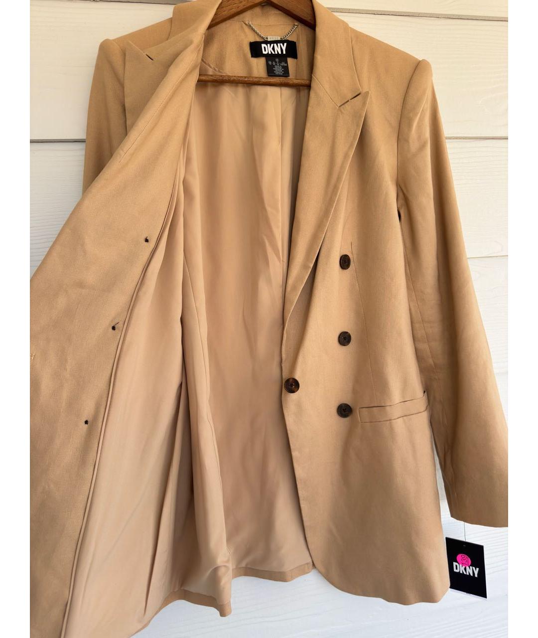 DKNY Бежевый льняной жакет/пиджак, фото 6