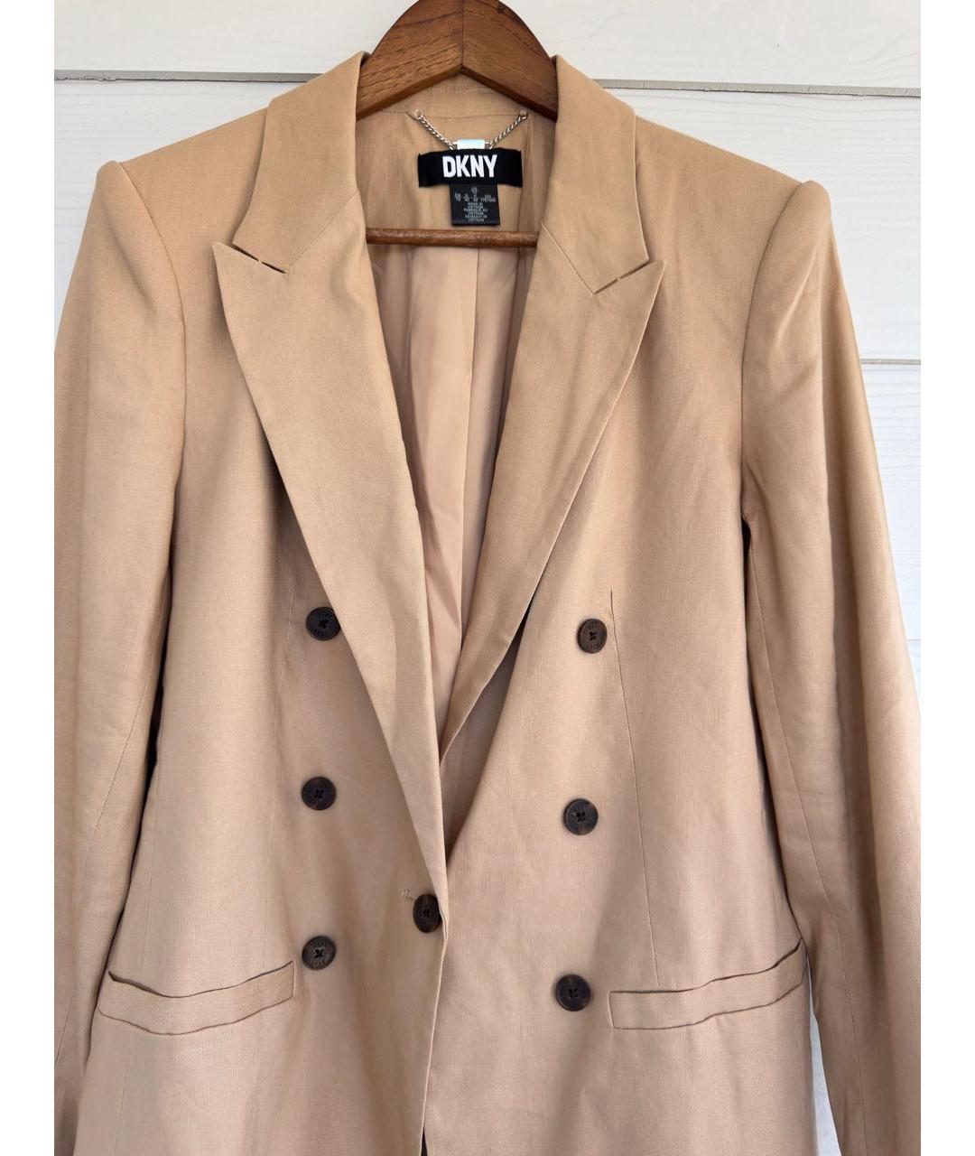 DKNY Бежевый льняной жакет/пиджак, фото 2
