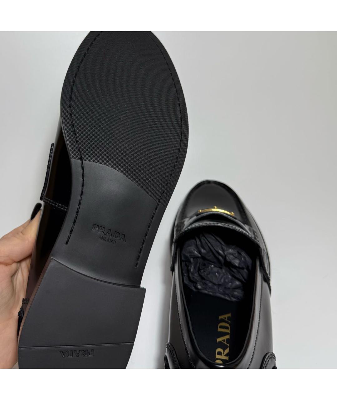 PRADA Черные кожаные лоферы, фото 5