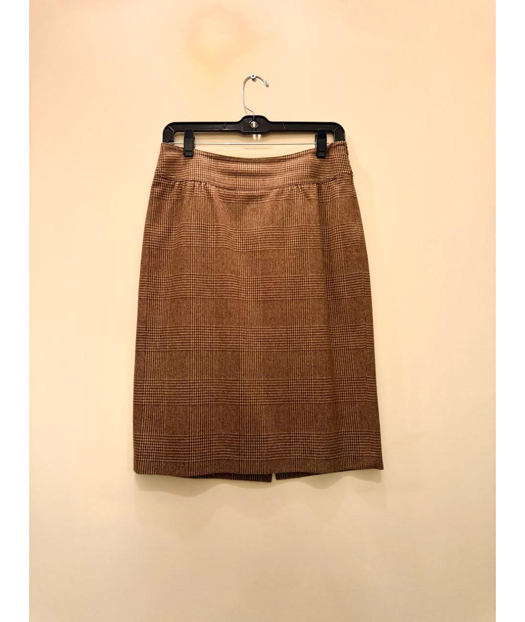 MAX MARA Коричневая шерстяная юбка миди, фото 5