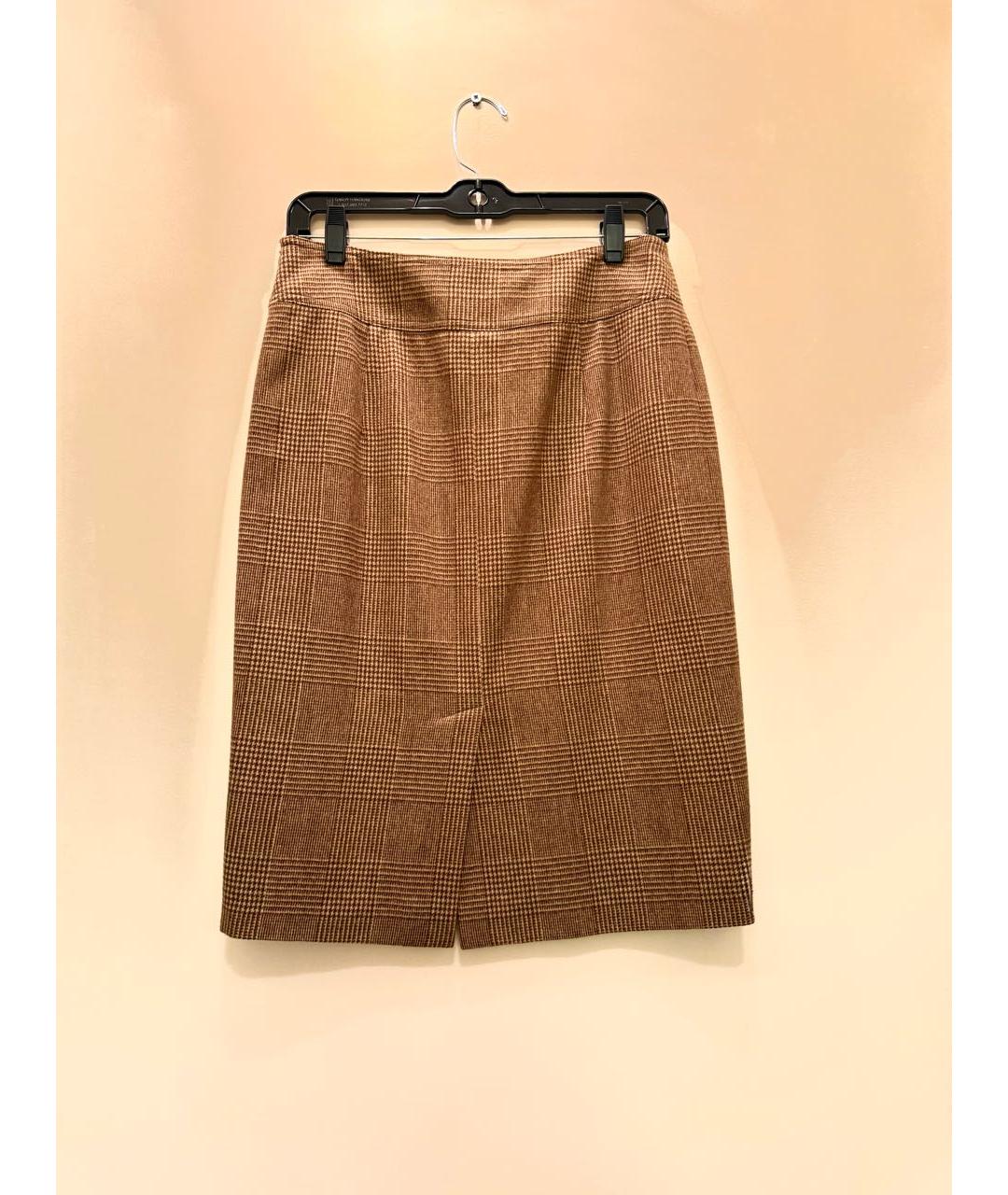 MAX MARA Коричневая шерстяная юбка миди, фото 2