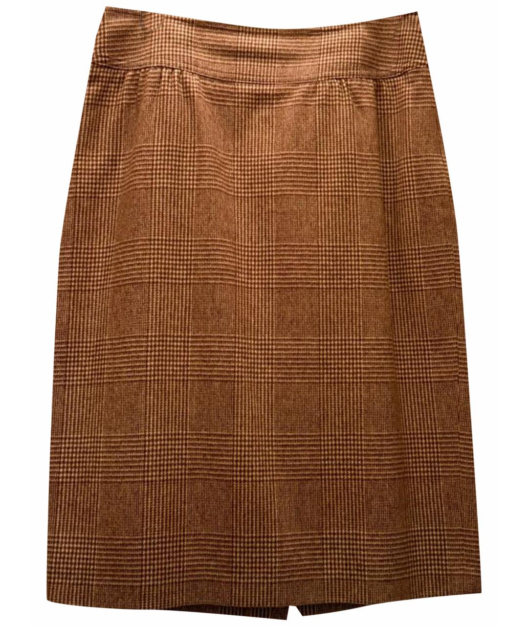 MAX MARA Коричневая шерстяная юбка миди, фото 1