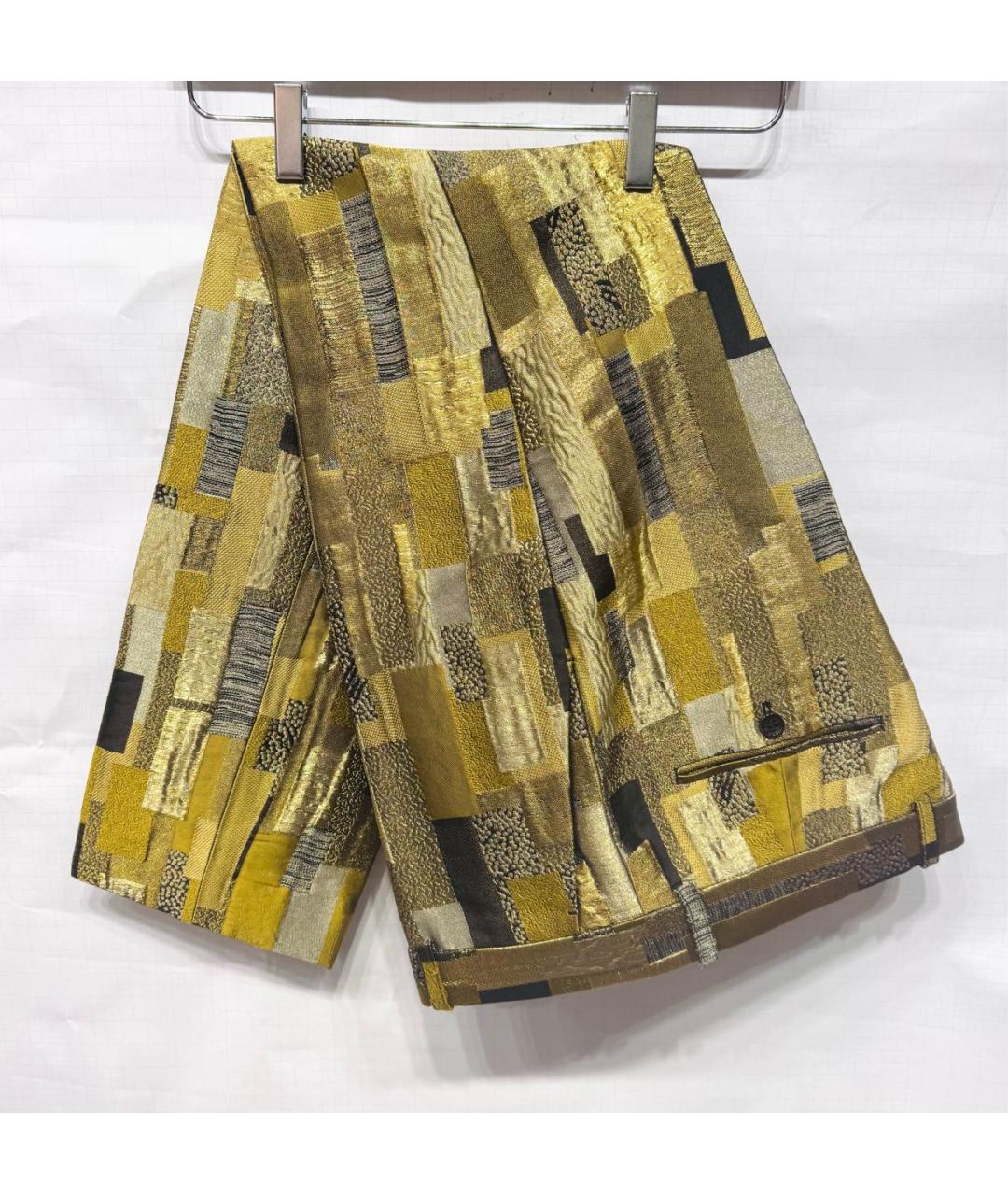 ALEXANDER MCQUEEN Золотые шелковые классические брюки, фото 6