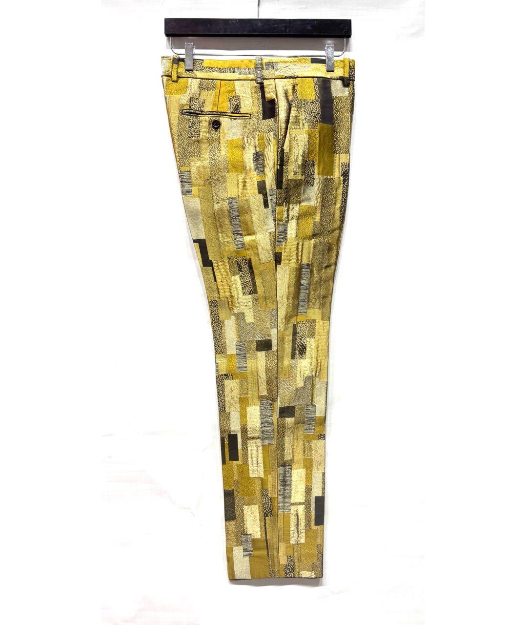 ALEXANDER MCQUEEN Золотые шелковые классические брюки, фото 9