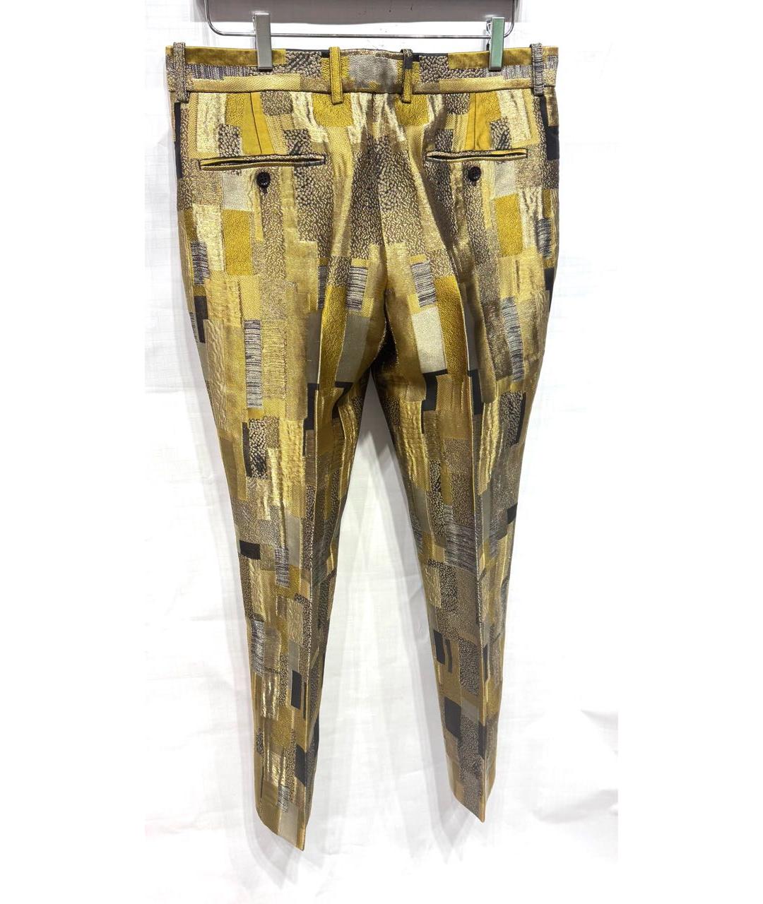 ALEXANDER MCQUEEN Золотые шелковые классические брюки, фото 2