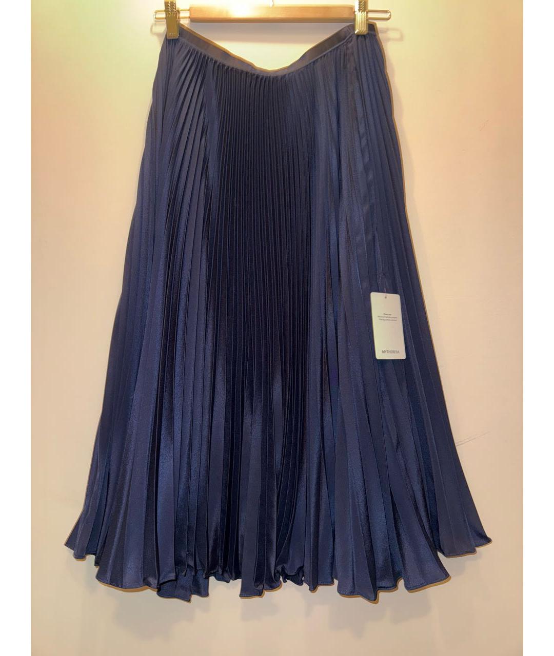 POLO RALPH LAUREN Темно-синяя полиэстеровая юбка миди, фото 4
