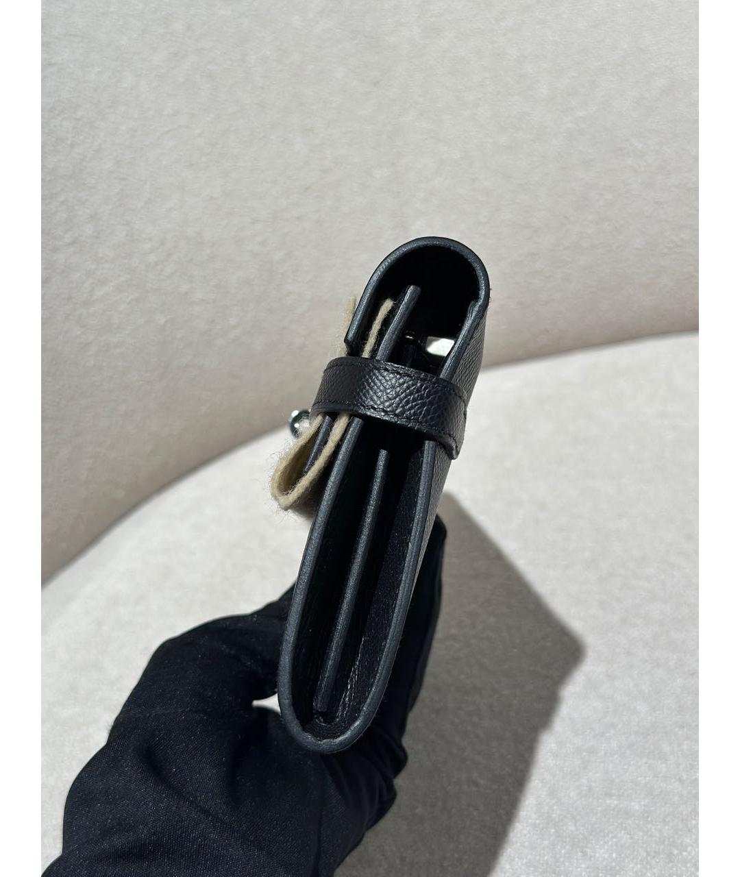 HERMES Черный кожаный кошелек, фото 4