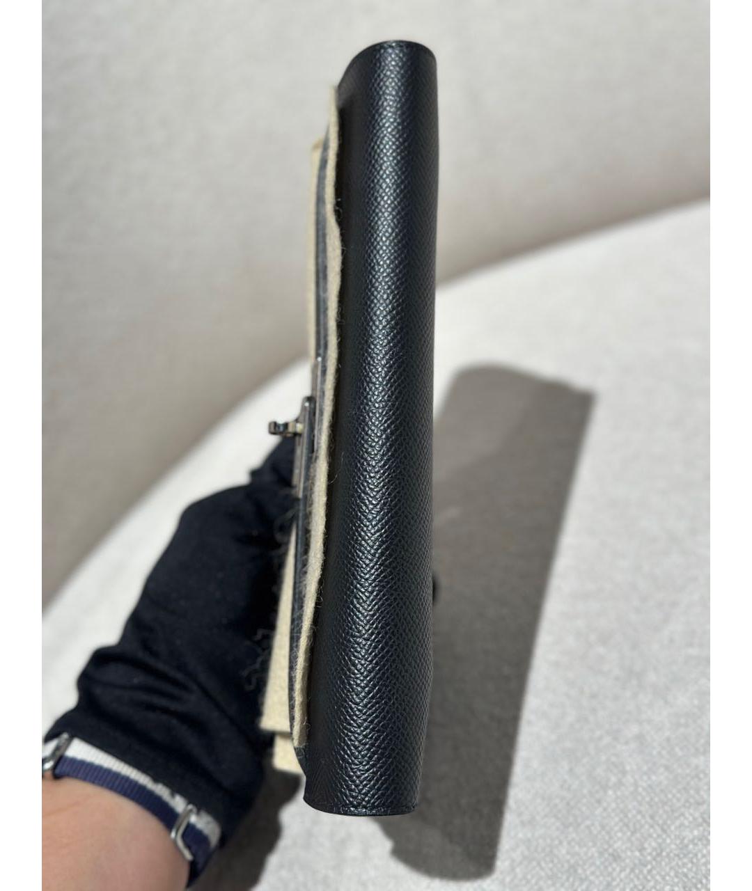 HERMES Черный кожаный кошелек, фото 5