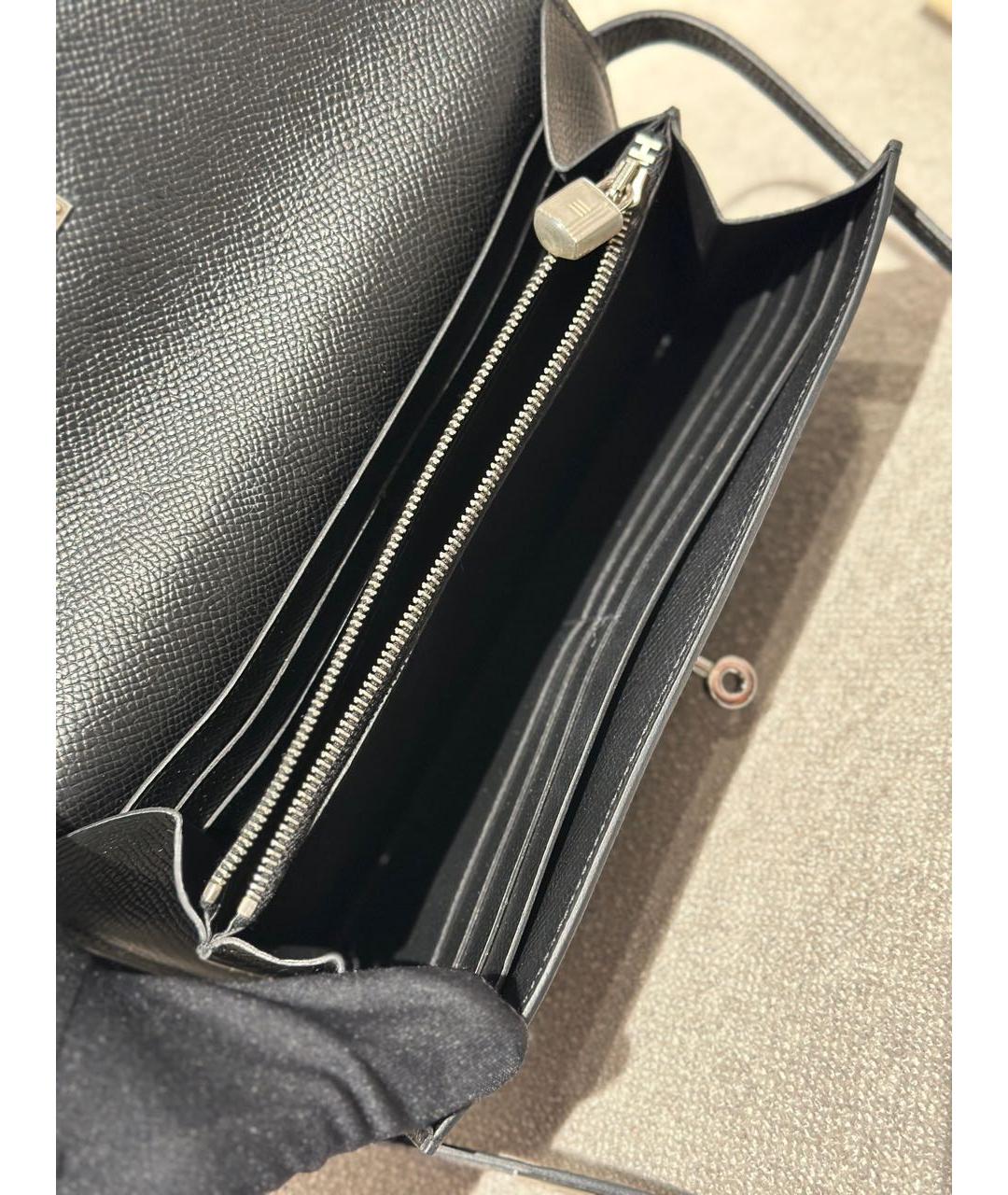HERMES Черный кожаный кошелек, фото 8