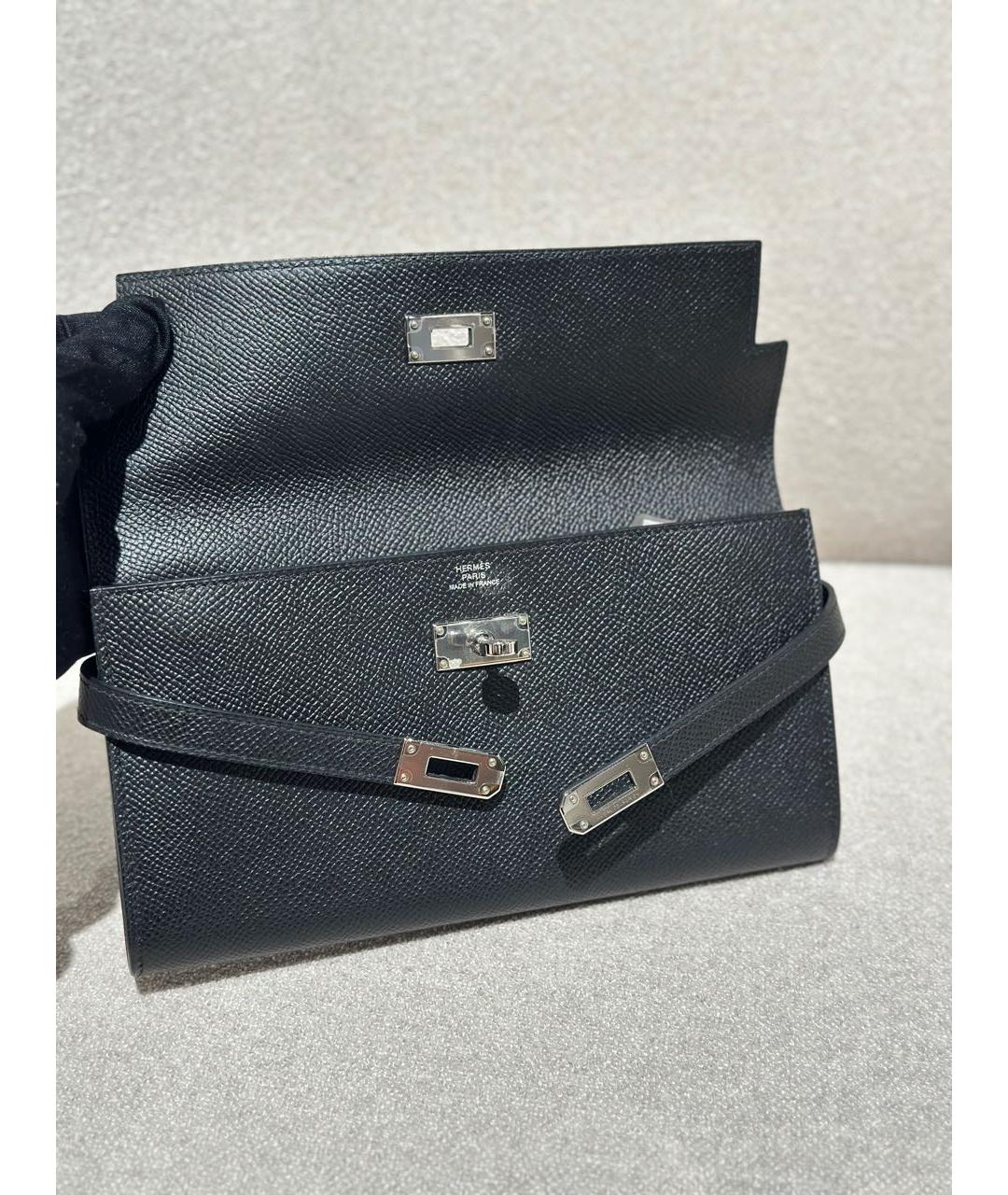 HERMES Черный кожаный кошелек, фото 7