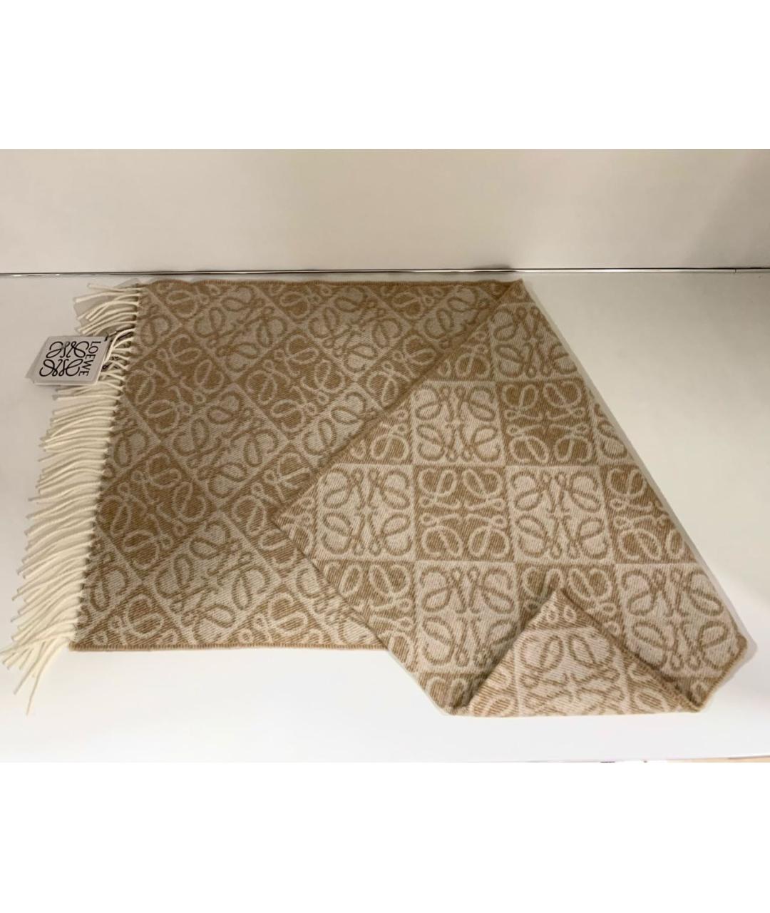 LOEWE Бежевый кашемировый шарф, фото 3