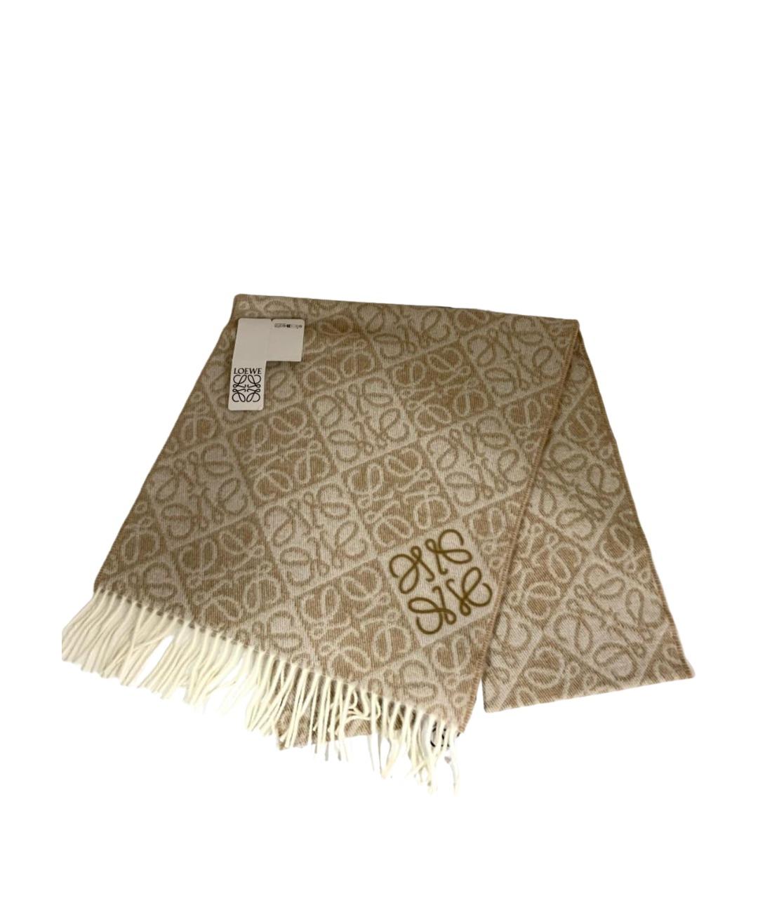 LOEWE Бежевый кашемировый шарф, фото 1