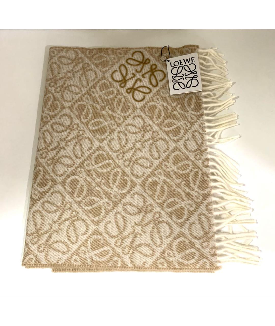 LOEWE Бежевый кашемировый шарф, фото 2