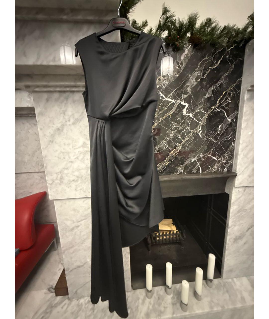 OFF-WHITE Черное полиэстеровое коктейльное платье, фото 8