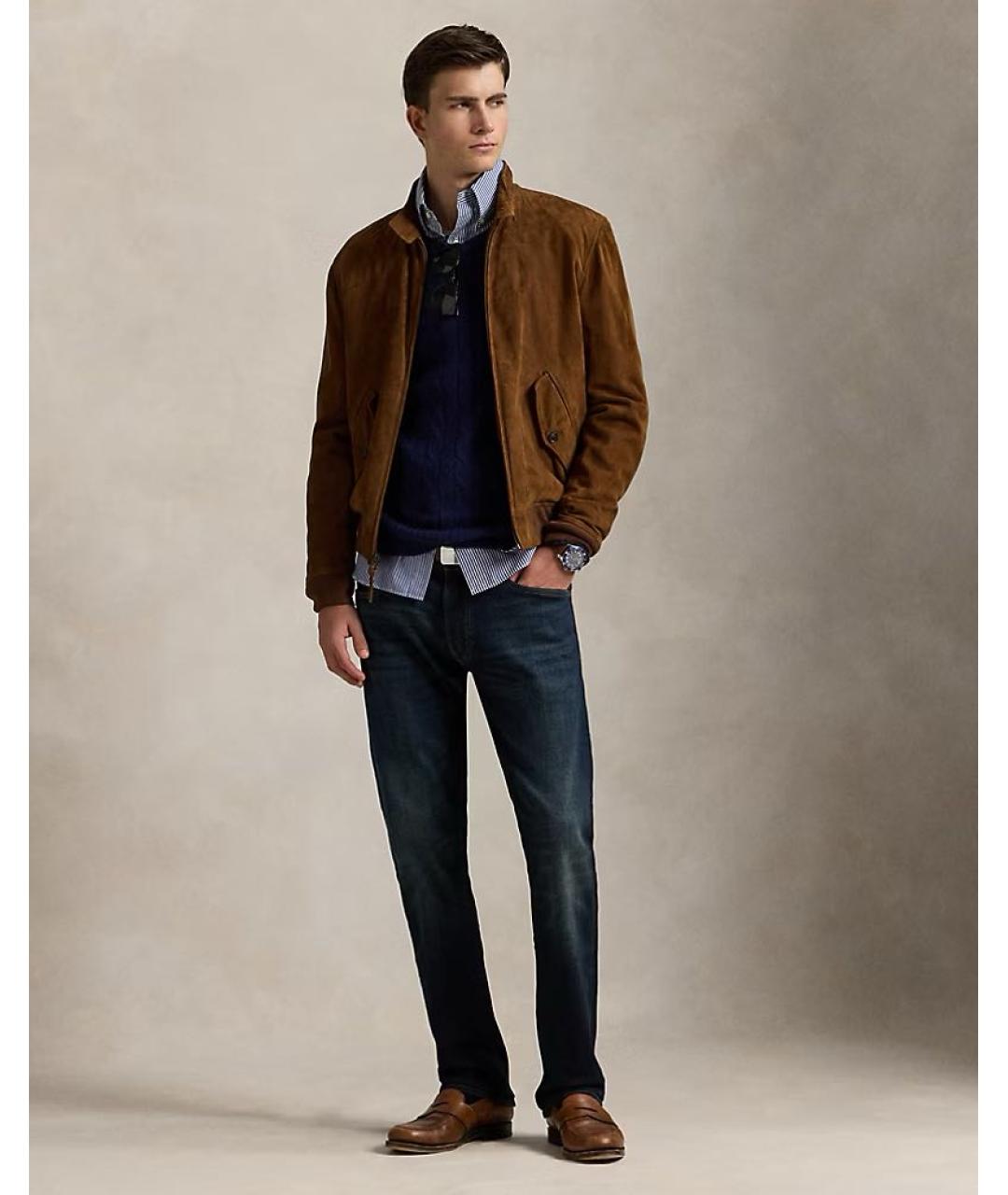 POLO RALPH LAUREN Синие хлопко-эластановые прямые джинсы, фото 8