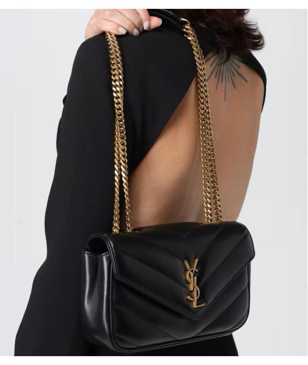 SAINT LAURENT Черная кожаная сумка через плечо, фото 2