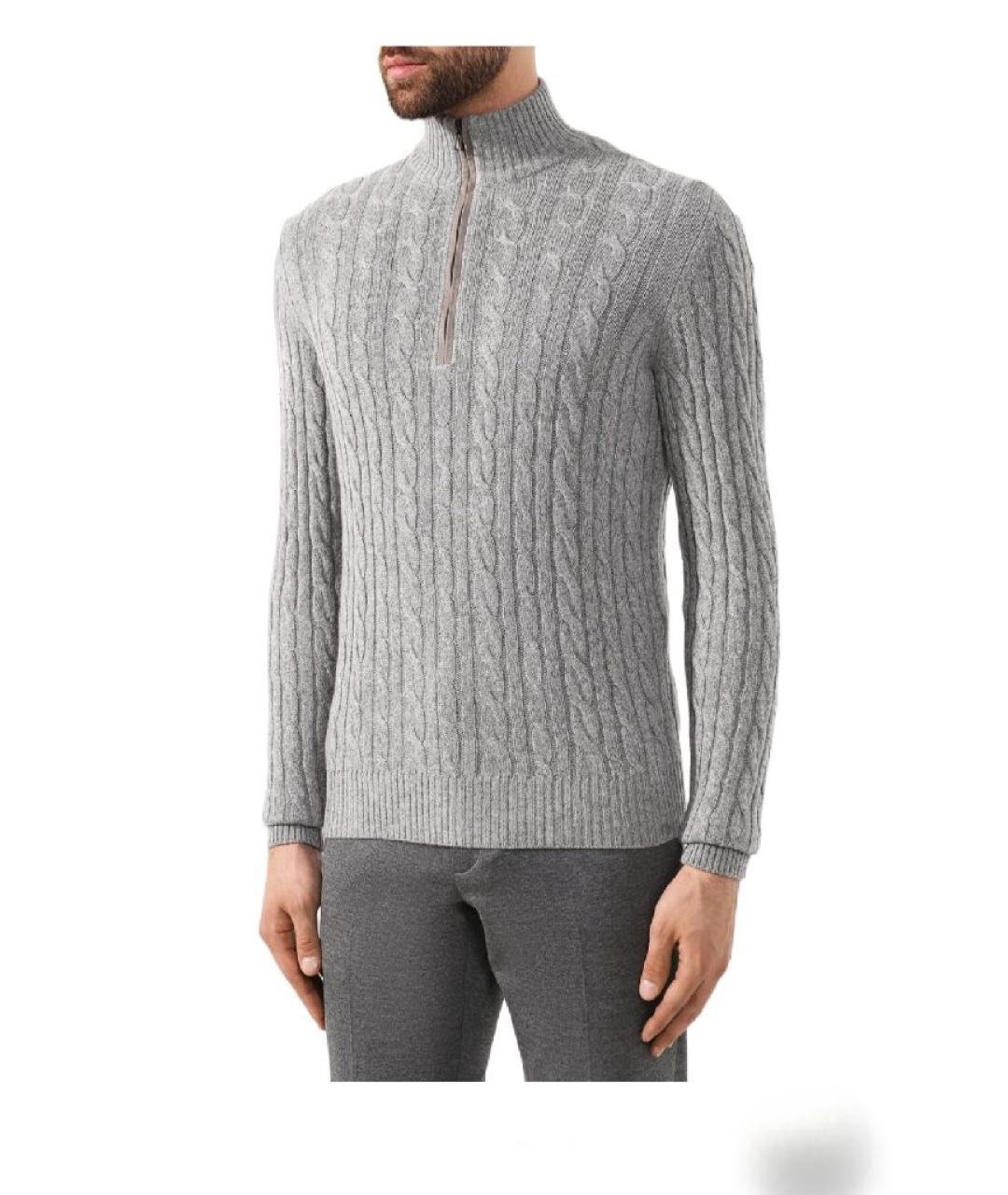LORO PIANA Серый кашемировый джемпер / свитер, фото 6