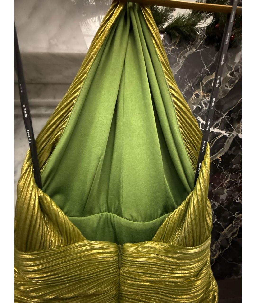 Retrofete Золотое полиэстеровое вечернее платье, фото 3