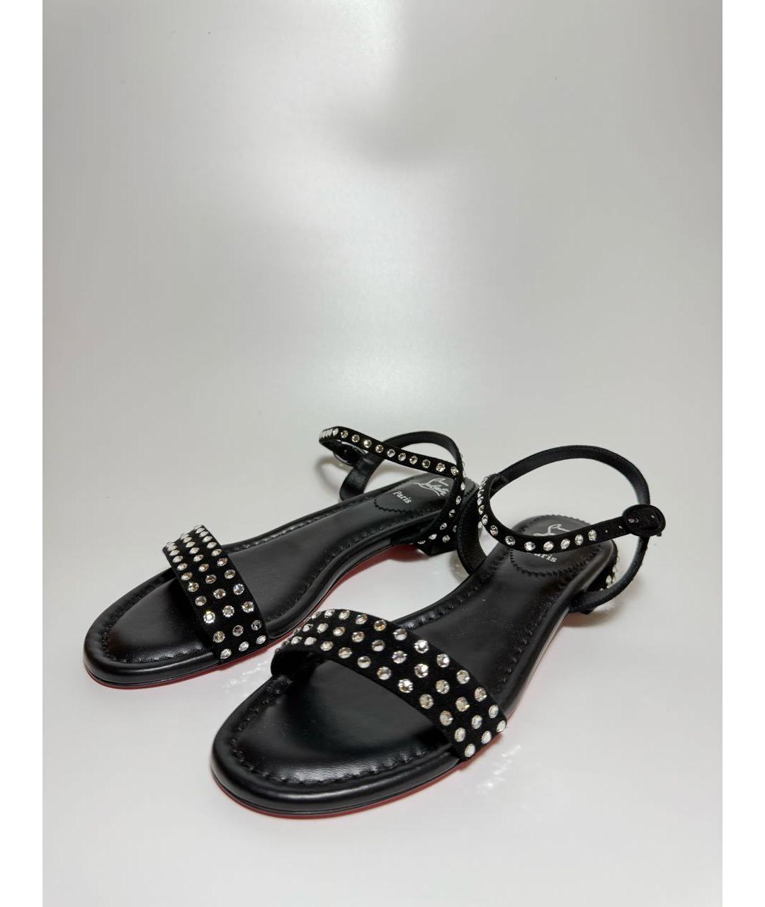 CHRISTIAN LOUBOUTIN Черные замшевые босоножки, фото 2