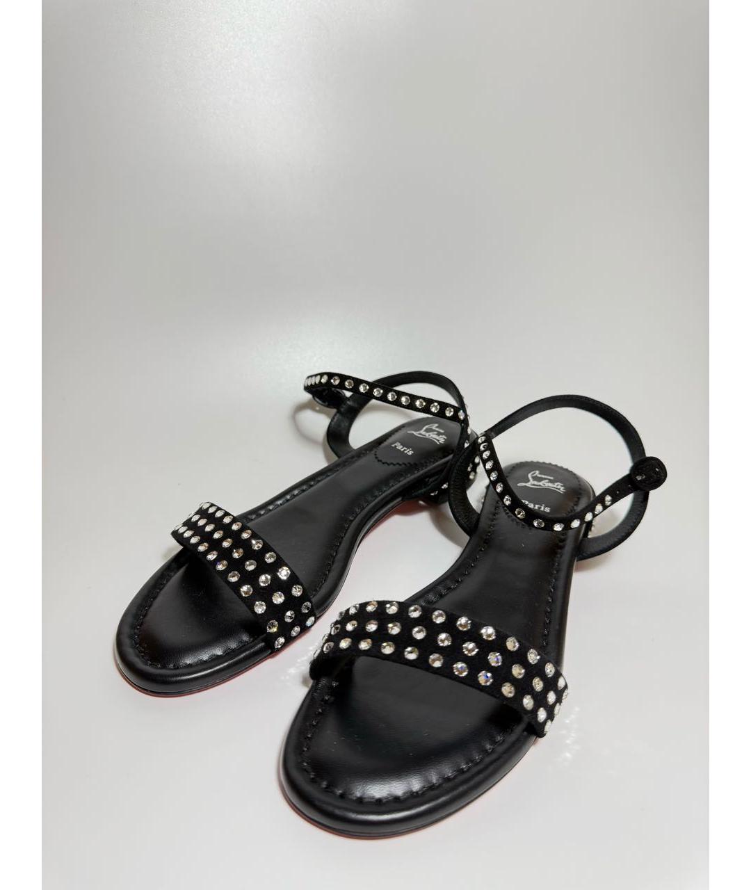 CHRISTIAN LOUBOUTIN Черные замшевые босоножки, фото 6