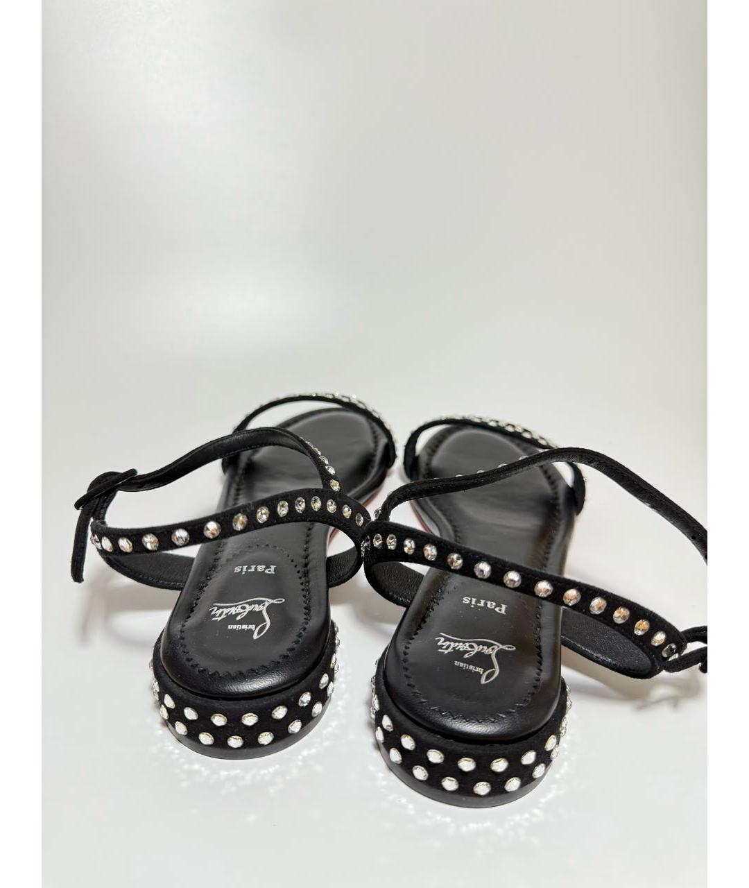 CHRISTIAN LOUBOUTIN Черные замшевые босоножки, фото 4