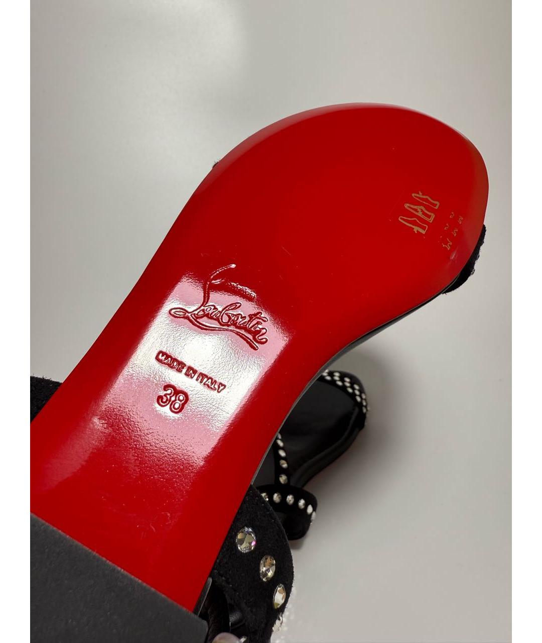CHRISTIAN LOUBOUTIN Черные замшевые босоножки, фото 5