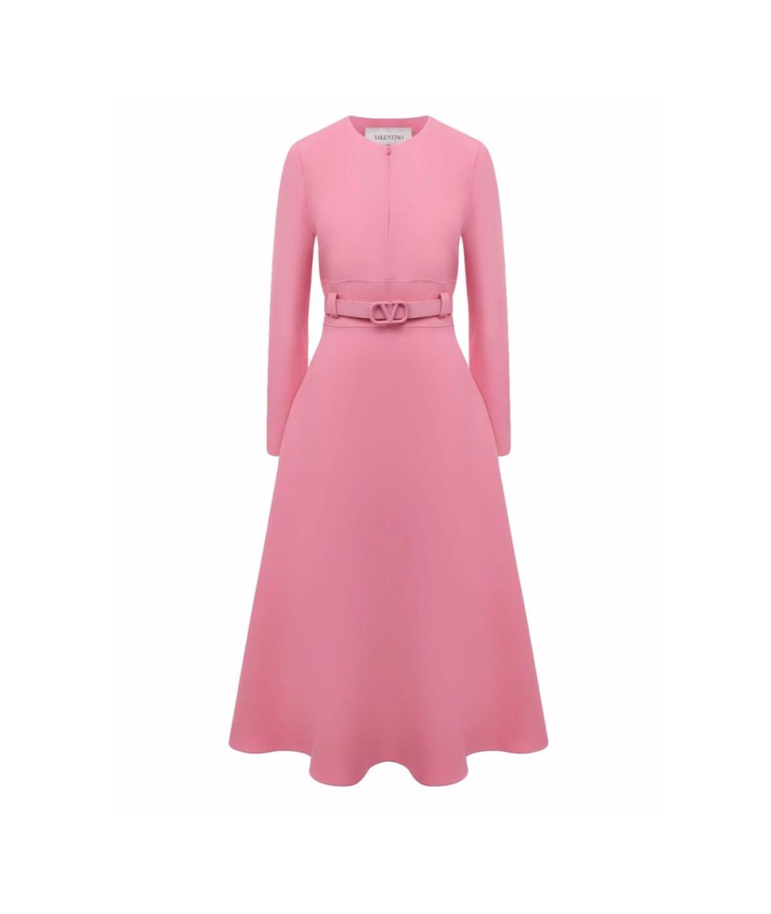 VALENTINO Розовое шерстяное коктейльное платье, фото 1