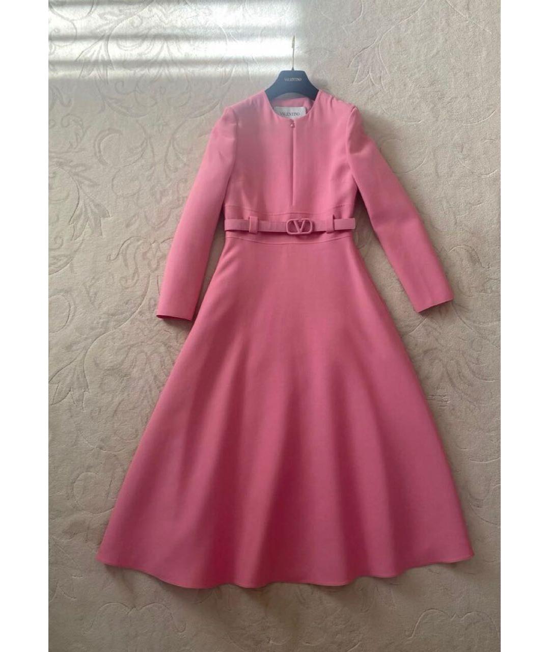VALENTINO Розовое шерстяное коктейльное платье, фото 2
