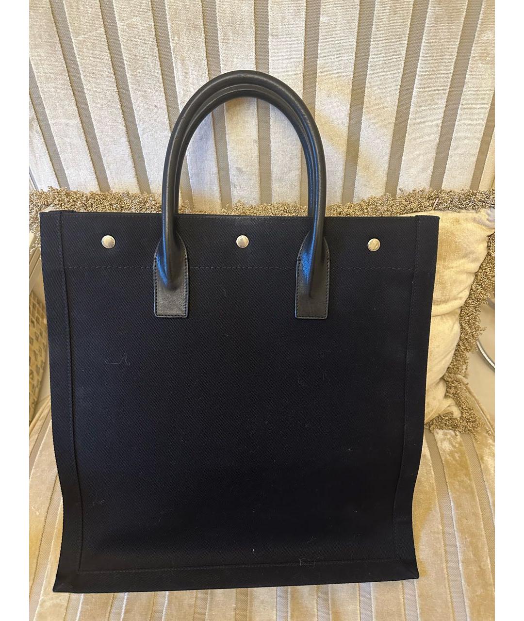 SAINT LAURENT Черная деним сумка тоут, фото 3