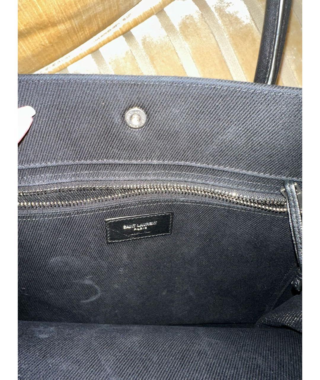 SAINT LAURENT Черная деним сумка тоут, фото 4