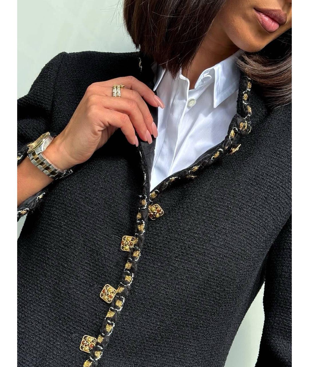 CHANEL Черный твидовый жакет/пиджак, фото 4