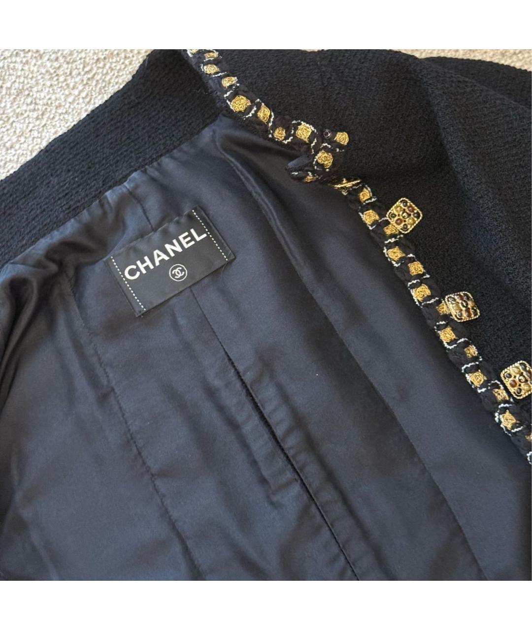 CHANEL Черный твидовый жакет/пиджак, фото 5