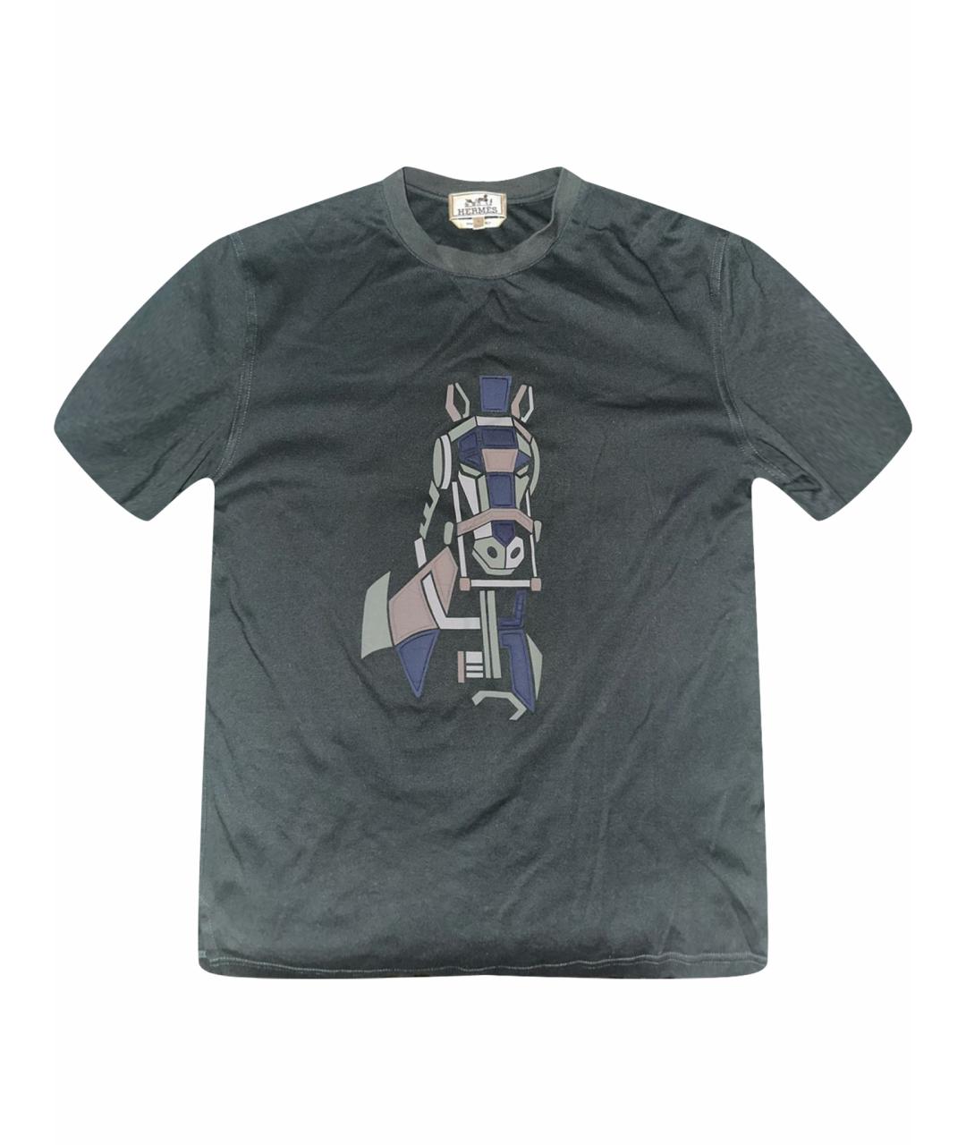 HERMES Зеленая хлопковая футболка, фото 1