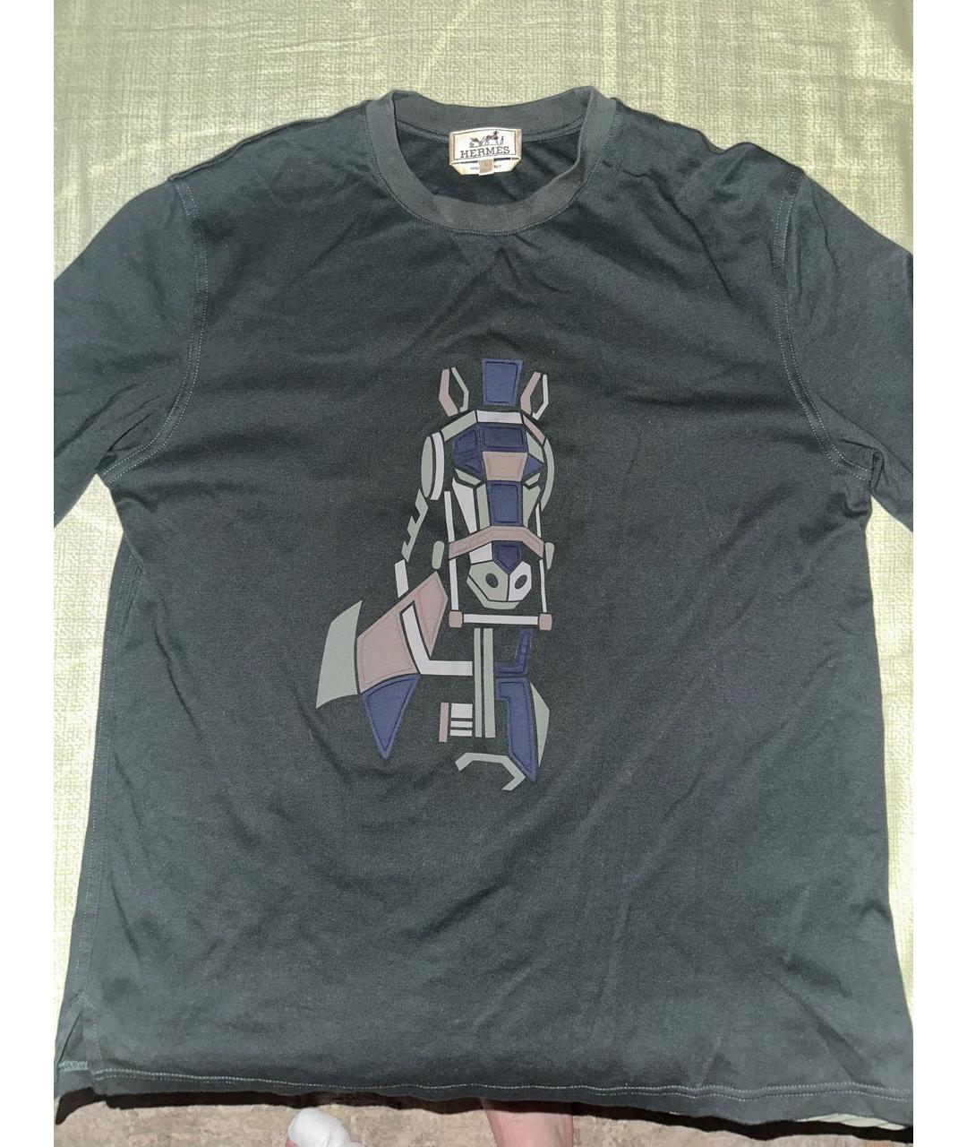 HERMES Зеленая хлопковая футболка, фото 5