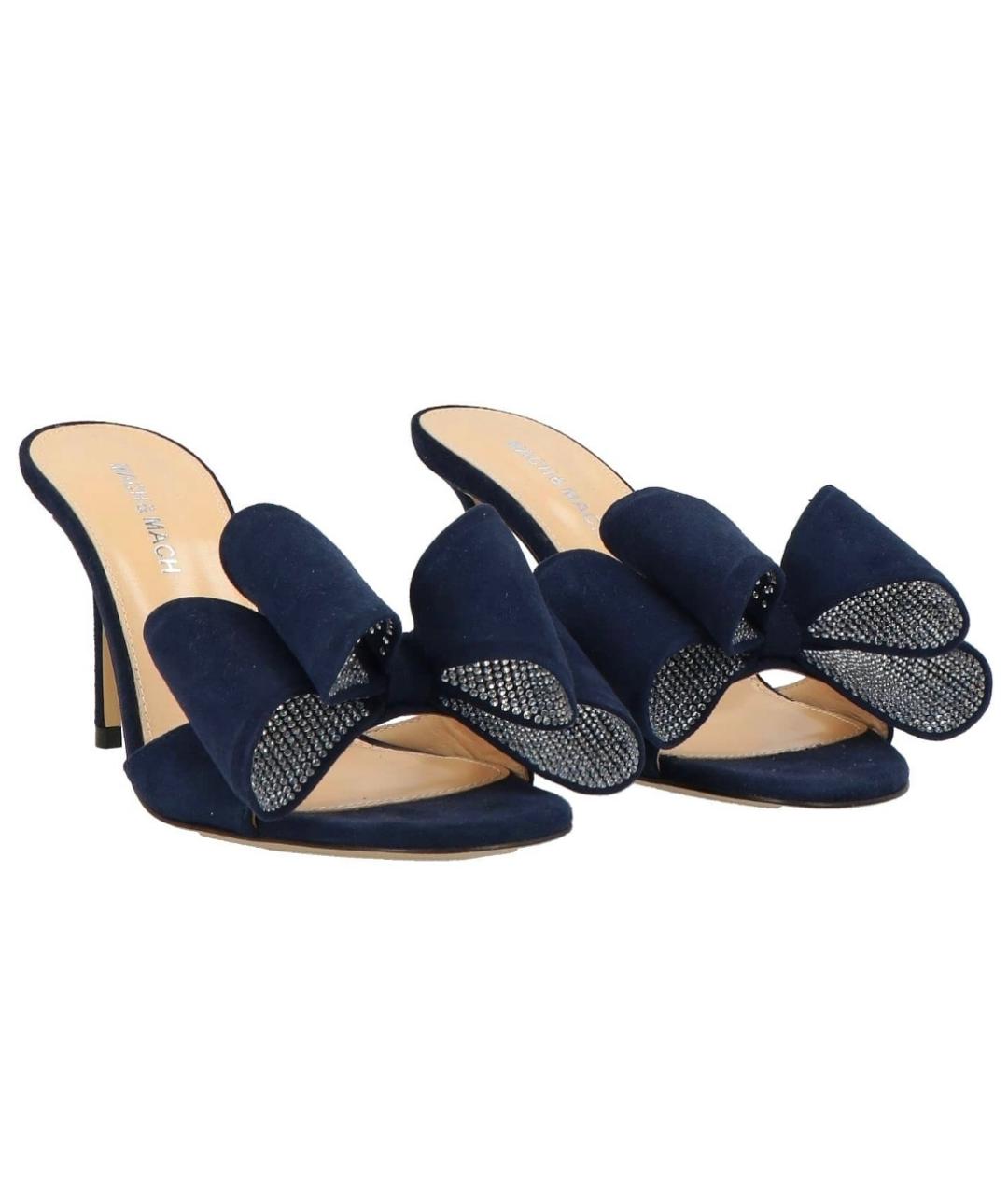 MACH&MACH Темно-синие замшевые мюли, фото 2