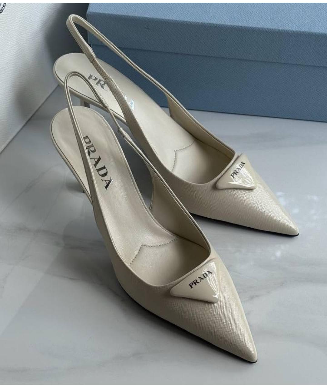 PRADA Бежевые кожаные туфли, фото 3