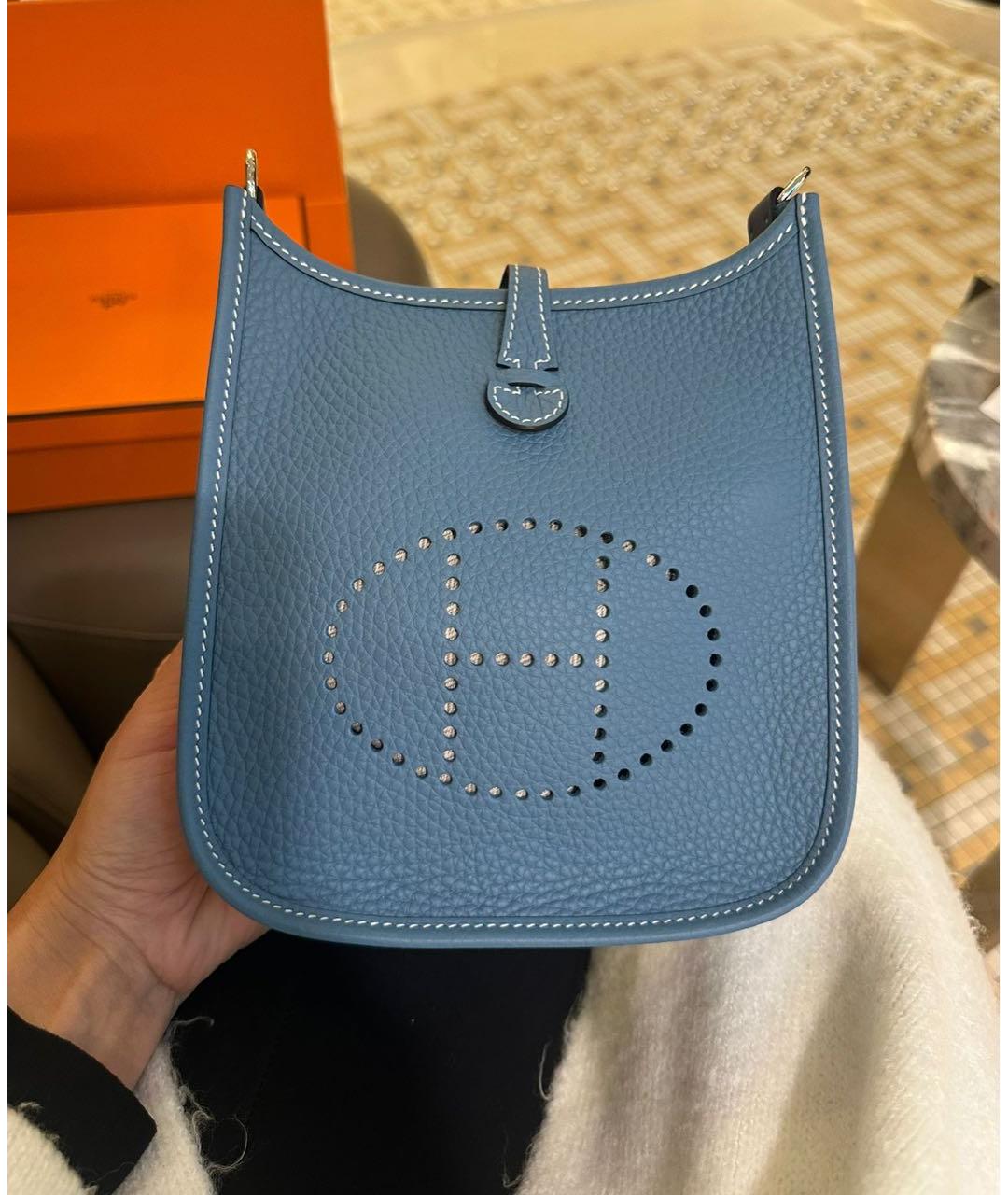 HERMES Синяя кожаная сумка через плечо, фото 4