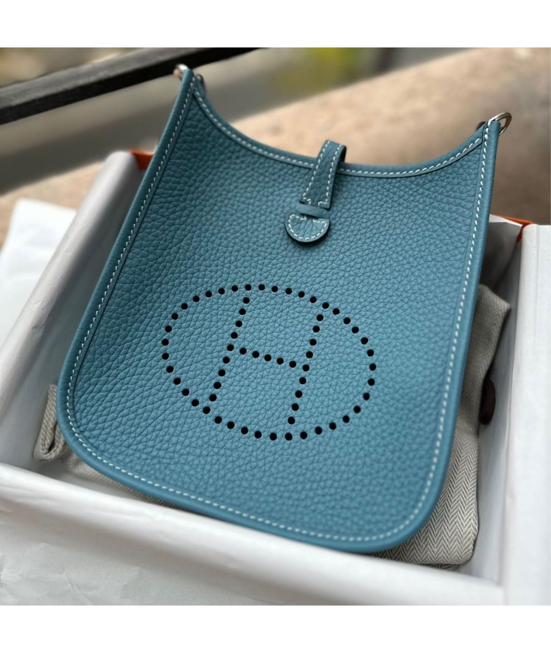 HERMES Синяя кожаная сумка через плечо, фото 5