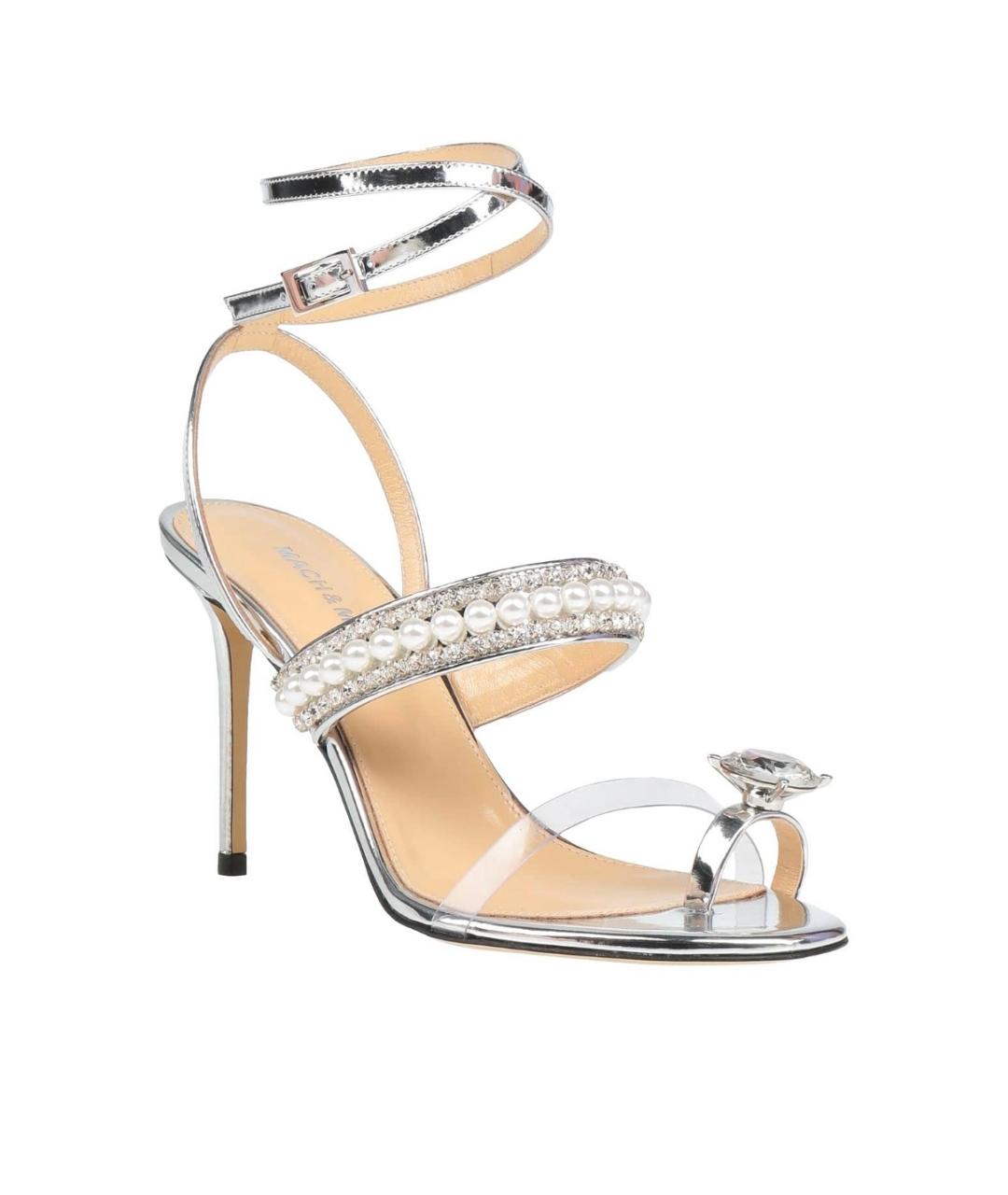 MACH&MACH Серебряные кожаные босоножки, фото 2